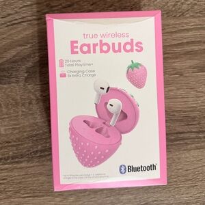 NIB True Wireless Earbuds In Strawberry Charging Case